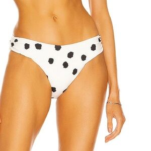 $115 Jonathan Simkhai White/ Black Jules Polka Dot Bikini Bottom Swimwear NWT